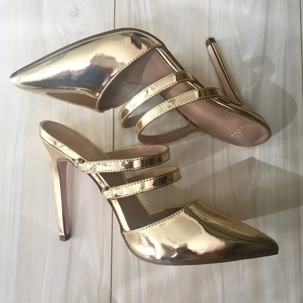 ASOS Gold Platoon Heels, Size 6